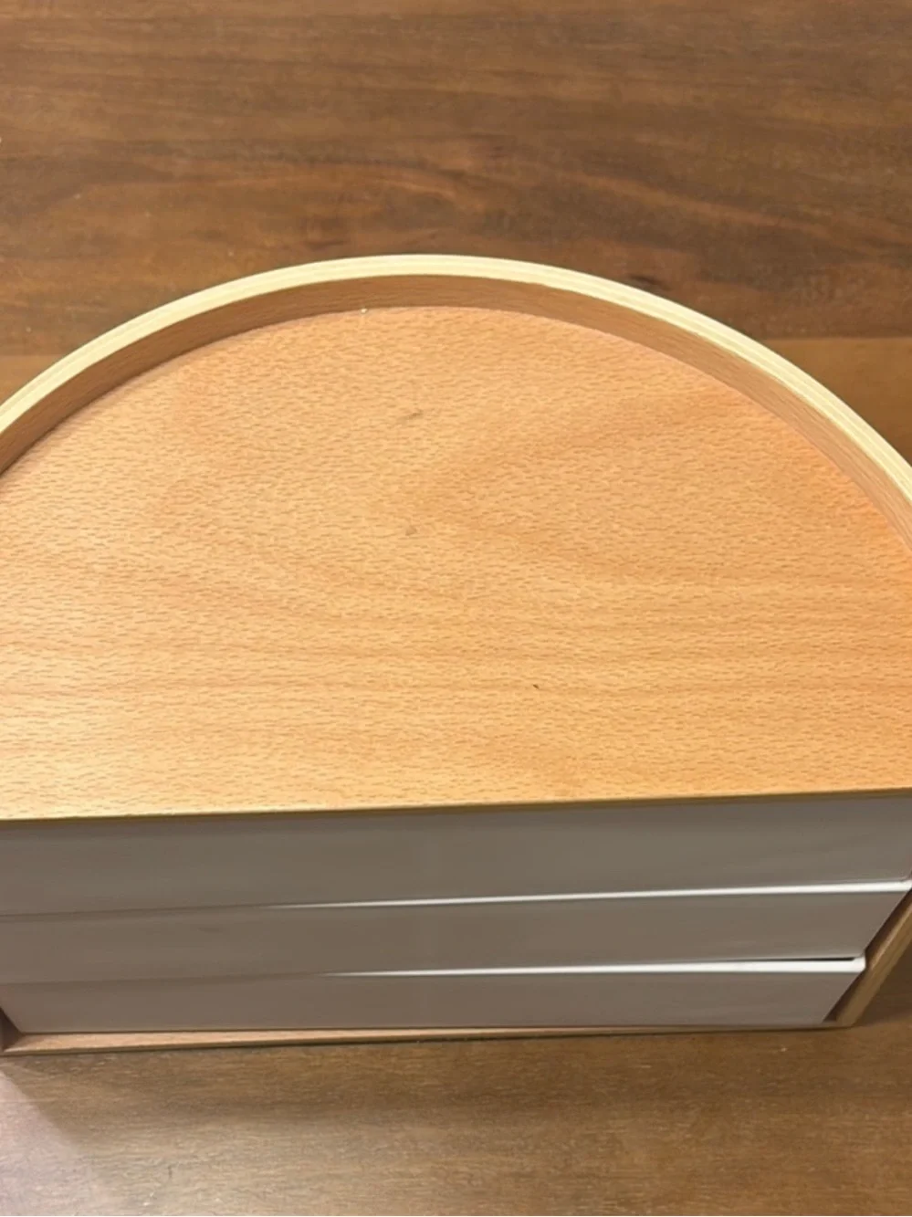 West Elm Wood and White 3-Drawer Desktop Organizer